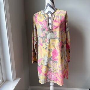 Tommy Bahama Sheer Cotton Tropical Floral Tunic S NWT | Oversized Beach Coverup